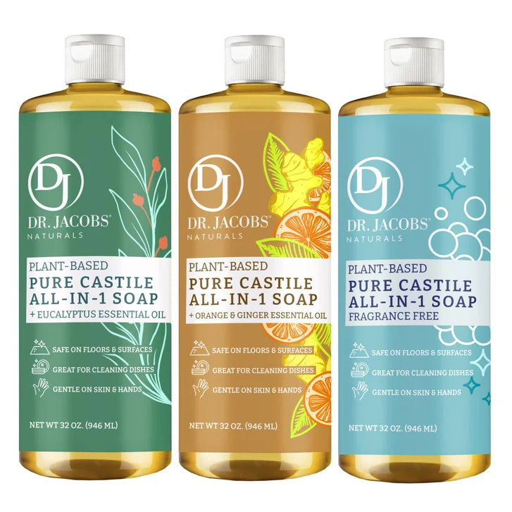Dr. Jacobs Naturals Pure Castile Soap, Variety Pack, 32 oz, 3-count