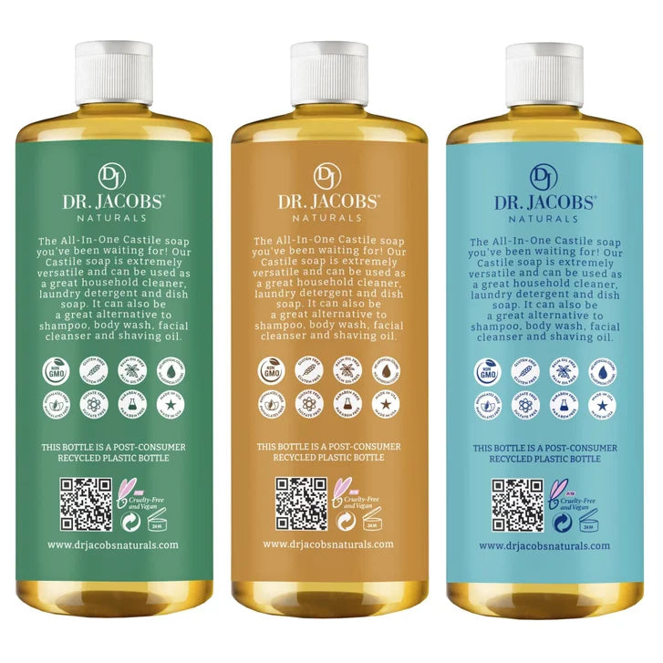 Dr. Jacobs Naturals Pure Castile Soap, Variety Pack, 32 oz, 3-count
