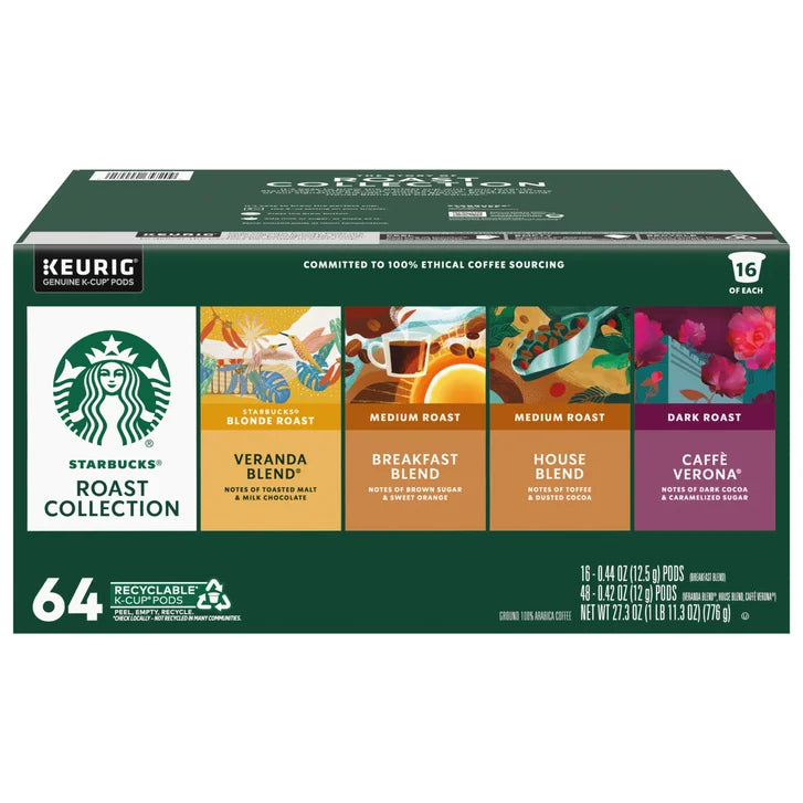 Starbucks Classic Roasts Variety Pack K-Cup Pod, 64-count