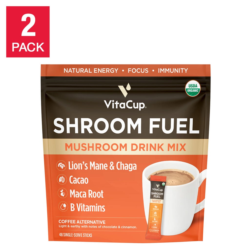 VitaCup Shroom Fuel Mushroom Based Coffee Alternative Packets, 2-pack, Total 48 Counts