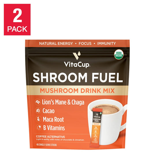 VitaCup Shroom Fuel Mushroom Based Coffee Alternative Packets, 2-pack, Total 48 Counts