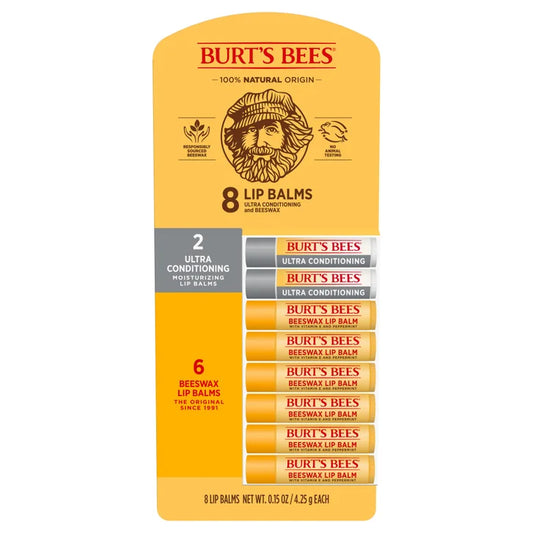 Burt's Bees Beeswax Original & Ultra Conditioning Lip Balm, 8 Count