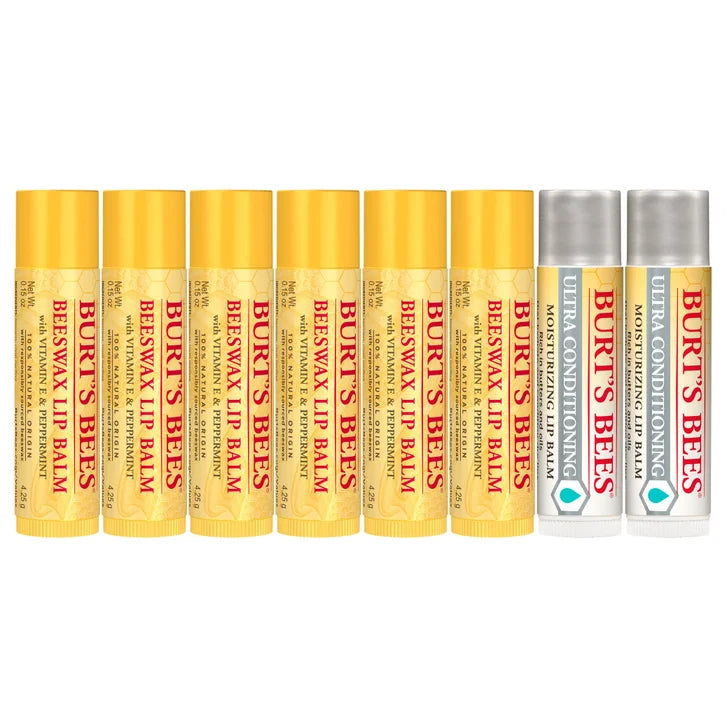 Burt's Bees Beeswax Original & Ultra Conditioning Lip Balm, 8 Count