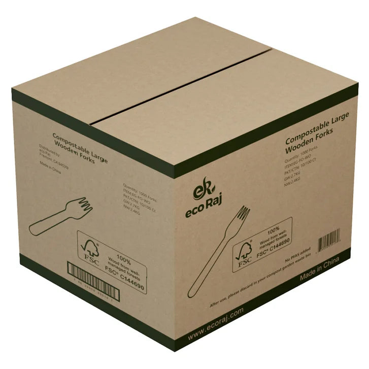 Eco Raj Compostable Wooden Fork, 1,000-count