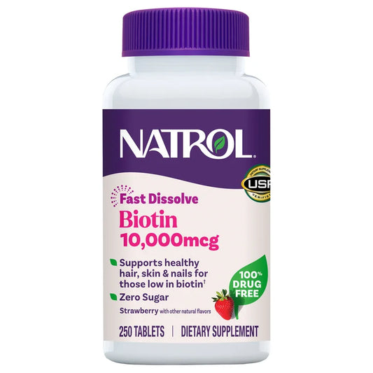 Natrol Biotin 10,000 mcg. Fast Dissolve Tablets, 250 Tablets