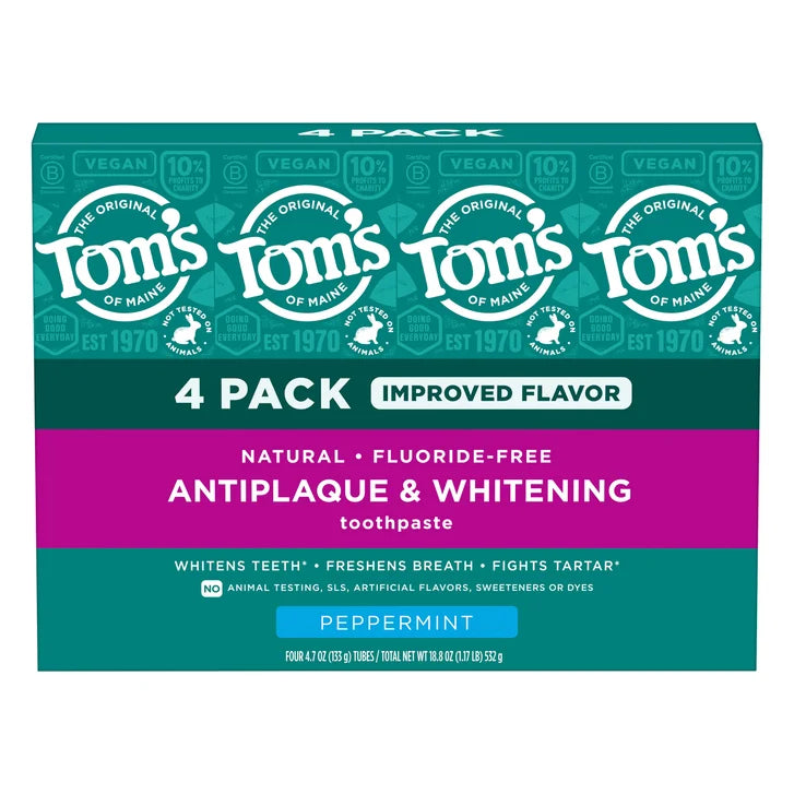 Tom's of Maine Antiplaque and Whitening Toothpaste, 4.7 oz, 4-pack