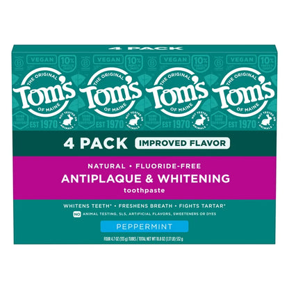 Tom's of Maine Antiplaque and Whitening Toothpaste, 4.7 oz, 4-pack