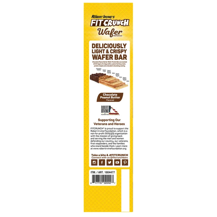 FITCRUNCH Wafer Protein Bars, 16g Protein, Chocolate Peanut Butter, 1.59 oz, 18-count