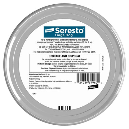 Seresto Flea and Tick Collar for Dogs over 18 lbs, 8 Month Prevention