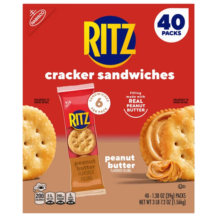RITZ Cracker Sandwiches, Peanut Butter, 40-count