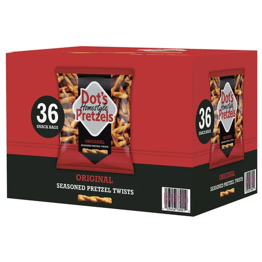 Dot's Homestyle Pretzels, Original Seasoned Pretzel Twists, 1 oz, 36-count
