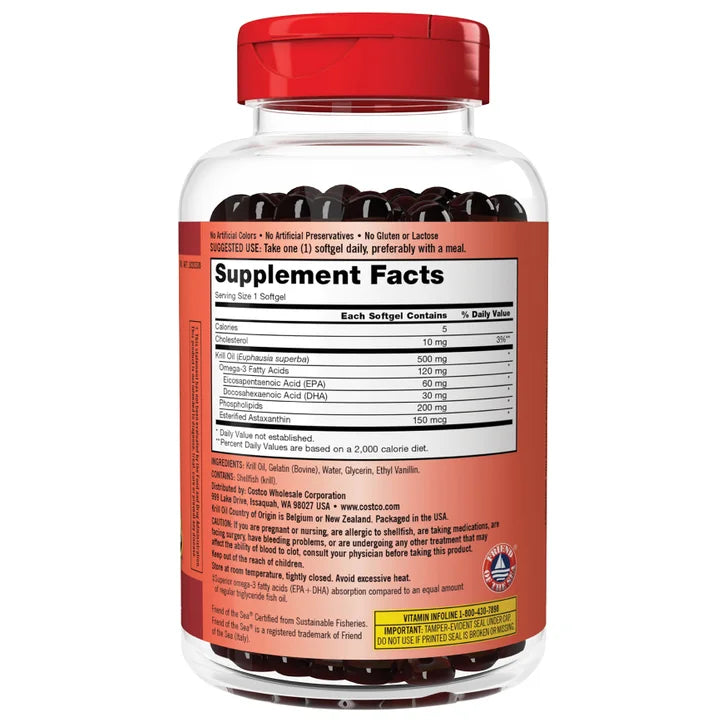 Kirkland Signature Krill Oil 500mg, 180 Softgels