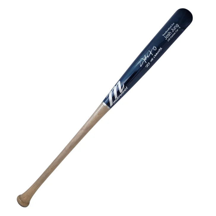 Josh Jung Autographed Navy & Gray Marucci Player Model Bat with "23 WS Champs" Inscription - Beckett Authenticated