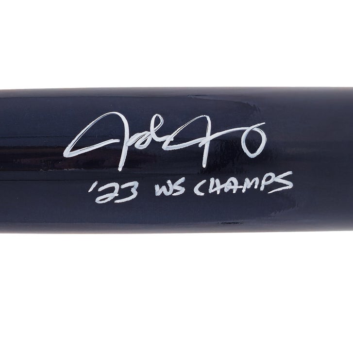 Josh Jung Autographed Navy & Gray Marucci Player Model Bat with "23 WS Champs" Inscription - Beckett Authenticated