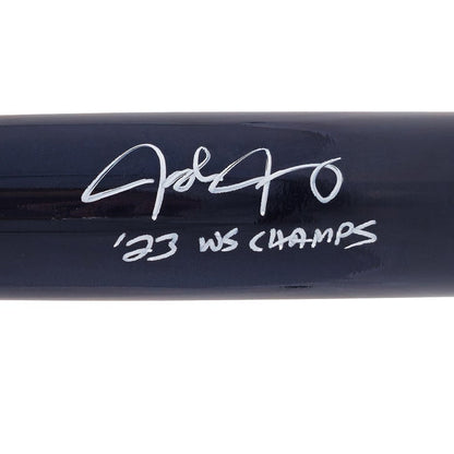 Josh Jung Autographed Navy & Gray Marucci Player Model Bat with "23 WS Champs" Inscription - Beckett Authenticated