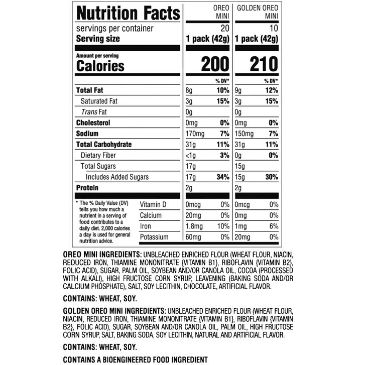 Oreo Mini Sandwich Cookies, Variety Pack, 1.5 oz, 30-count