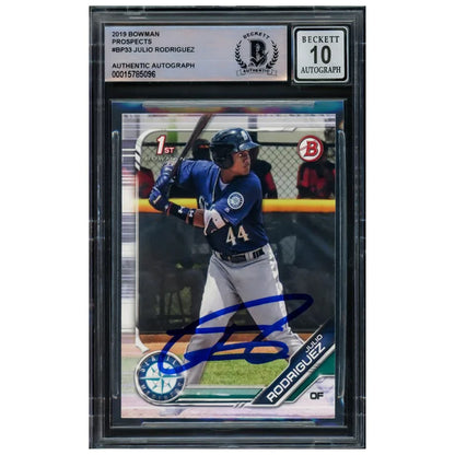 Julio Rodriguez Autographed 2019 1st Bowman Rookie Card #BP-33 Seattle Mariners Auto Grade 10 Beckett Authenticated