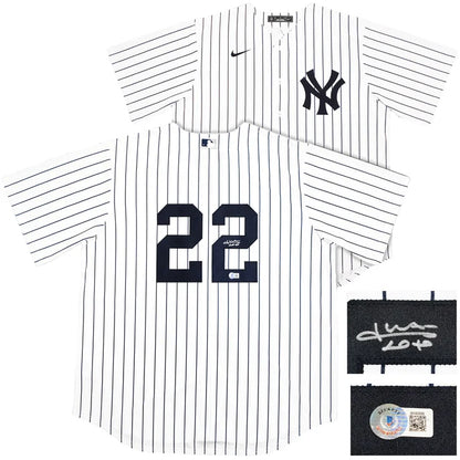Juan Soto Autographed New York Yankees White Pinstripe Nike Jersey - Beckett Authenticated