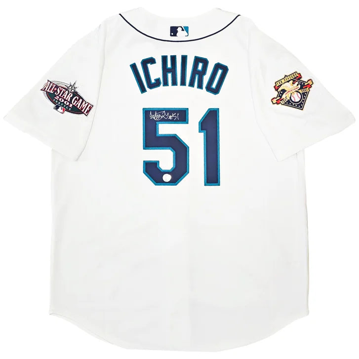 Ichiro Suzuki Autographed Seattle Mariners White Authentic Mitchell & Ness 2001 All Star Patch Jersey - Mill Creek Sports Authenticated