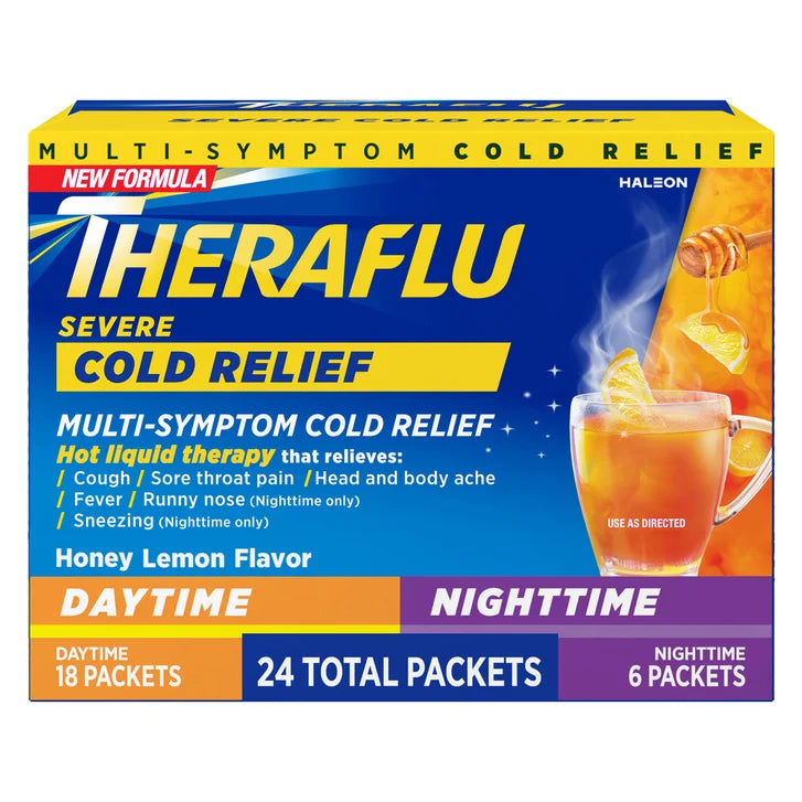 Theraflu Severe Cold Relief Medicine Powder, 24 Packets