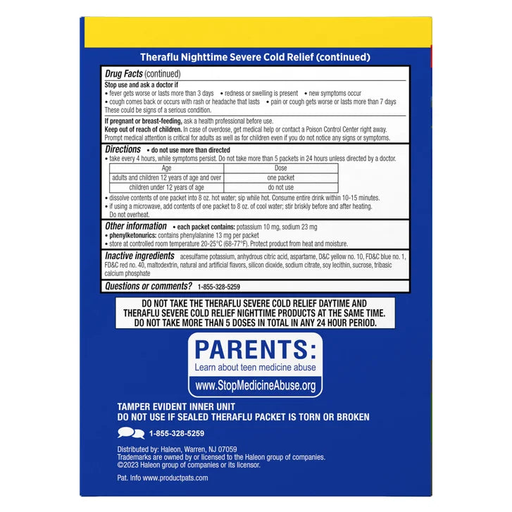 Theraflu Severe Cold Relief Medicine Powder, 24 Packets