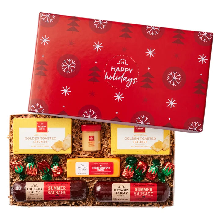 Hickory Farms Happy Holidays Meat & Cheese Gift Box, 1.45 lbs Total