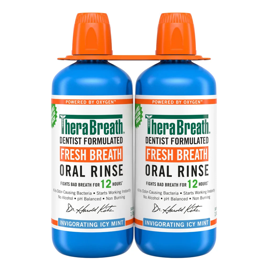TheraBreath Icy Mint Oral Rinse, 1 Liter, 2-pack