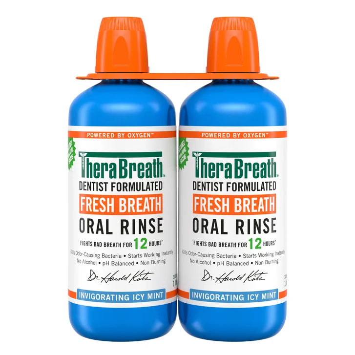 TheraBreath Icy Mint Oral Rinse, 1 Liter, 2-pack