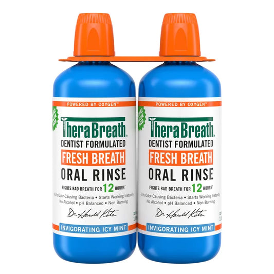 TheraBreath Icy Mint Oral Rinse, 1 Liter, 2-pack