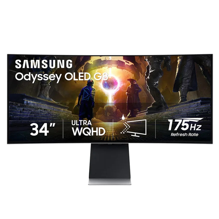 Samsung 34" Odyssey G8 UWQHD QD-OLED 175Hz FreeSync Premium Pro Curved Gaming Monitor