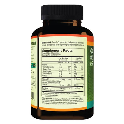 Hawaiian Spirulina Gummy + Vitamin D3 200 mg, 120 Gummies
