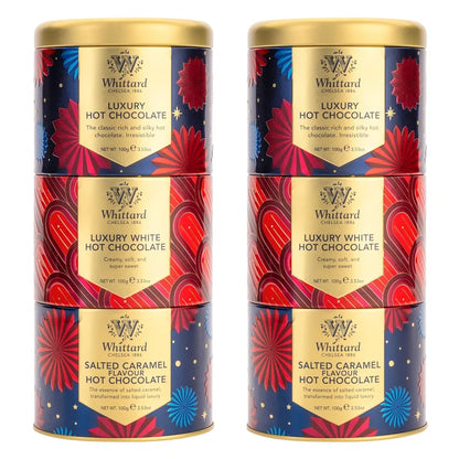 Whittard Hot Chocolate Stacking Tin, 2 set of 3-Packs (3.53 oz. each)