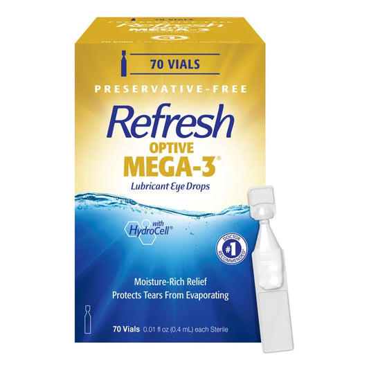 Refresh Optive MEGA-3 Preservative-Free Lubricating Eye Drop, 70 Vials