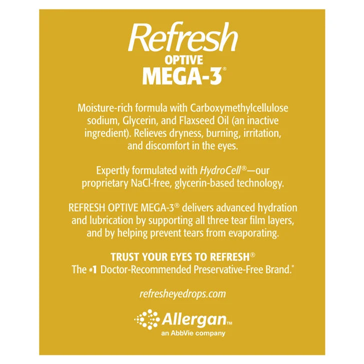 Refresh Optive MEGA-3 Preservative-Free Lubricating Eye Drop, 70 Vials