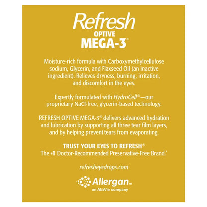 Refresh Optive MEGA-3 Preservative-Free Lubricating Eye Drop, 70 Vials