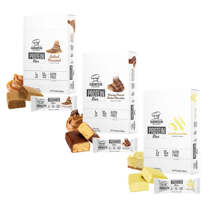 Genius Gourmet Protein Bar, Variety Pack, 30 Count