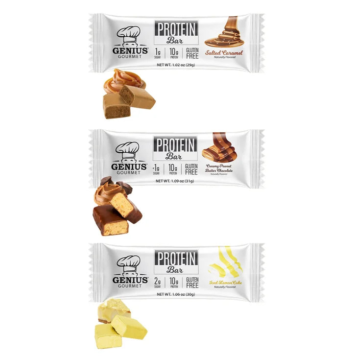 Genius Gourmet Protein Bar, Variety Pack, 30 Count