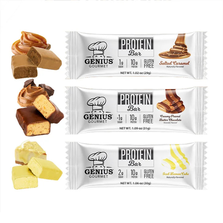 Genius Gourmet Protein Bar, Variety Pack, 30 Count