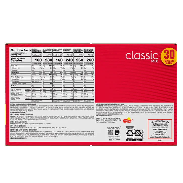 Frito Lay Classic Mix, Variety Pack, 30-count