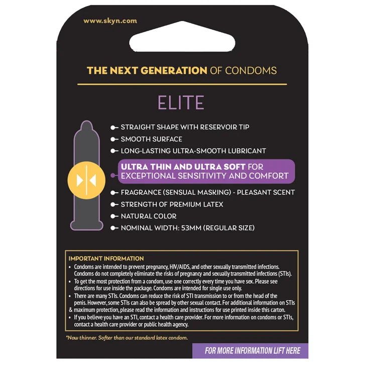 SKYN Elite Non-Latex Condoms, 3 per Box, 6 Boxes
