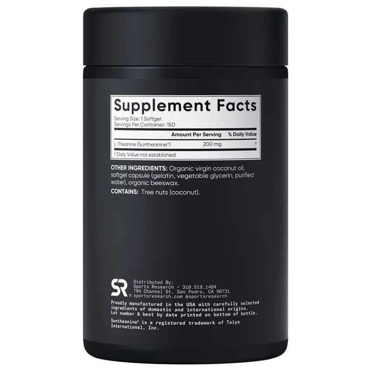 Sports Research L-Theanine Suntheanine 200 mg, 150 Softgels