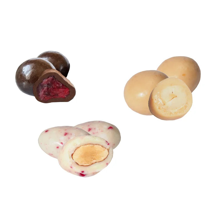 A'cappella Holiday Chocolate Tumbled Fruit and Nut Tri-Tin, 3-pack, 6.5 oz. Each