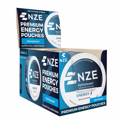NZE Premium Energy Pouches, Peppermint, 15 Pouches per Can, 6-Count