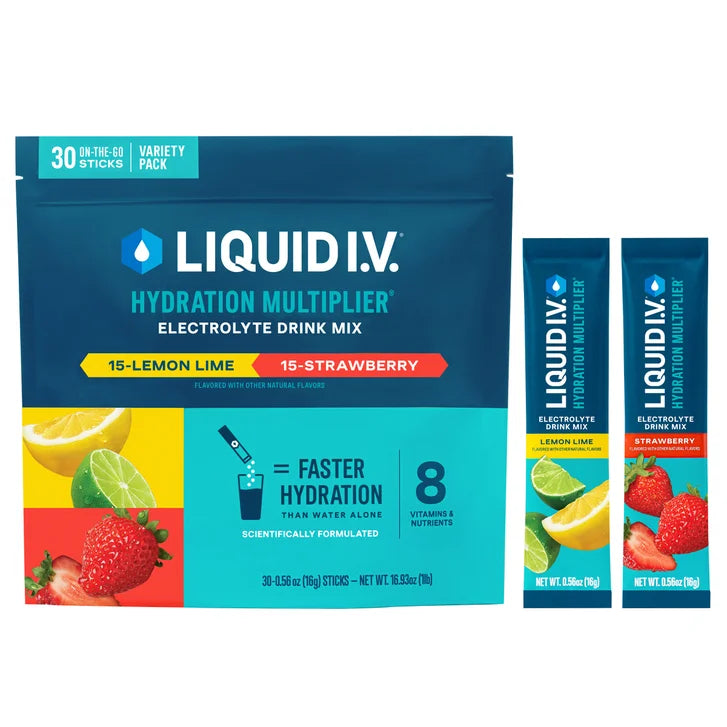 Liquid I.V. Hydration Multiplier 30 Individual Serving Stick Packs in Resealable Pouch, Variety Pack