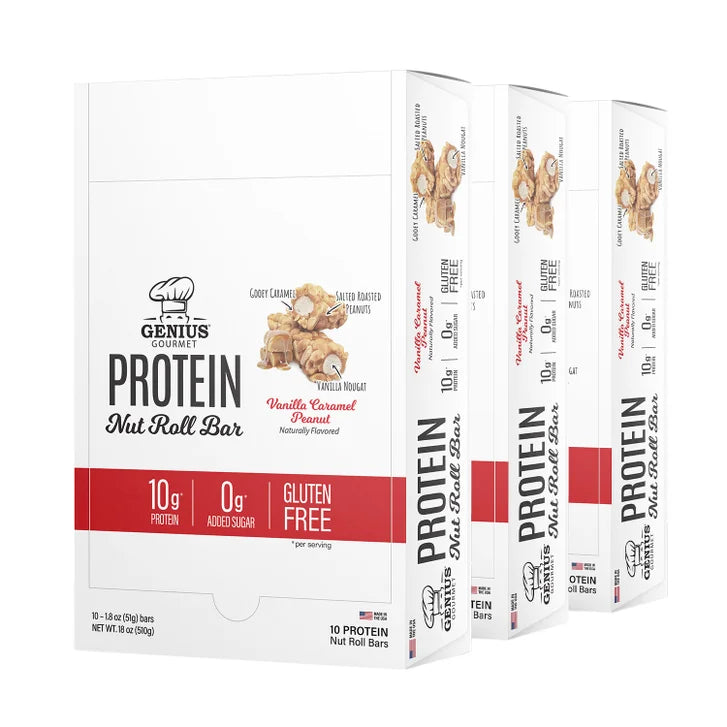 Genius Gourmet Protein Bar, Rolled Nut Bar, 30 Count