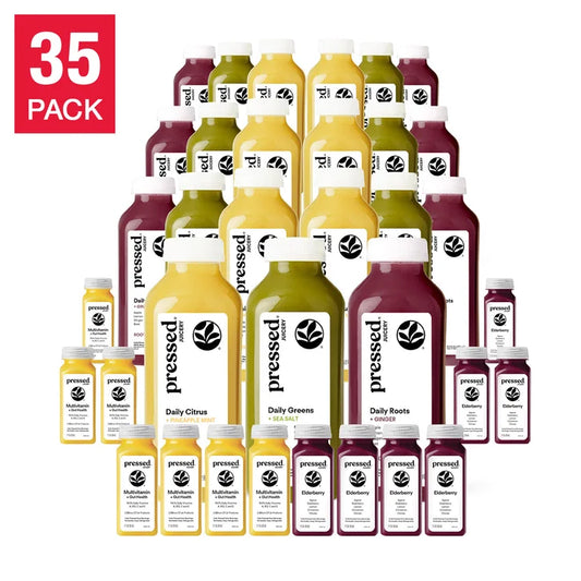 Pressed Juicery 7 Day- Daily Wellness Variety Pack - 35 bottles, 21 Juices & 14 Shots