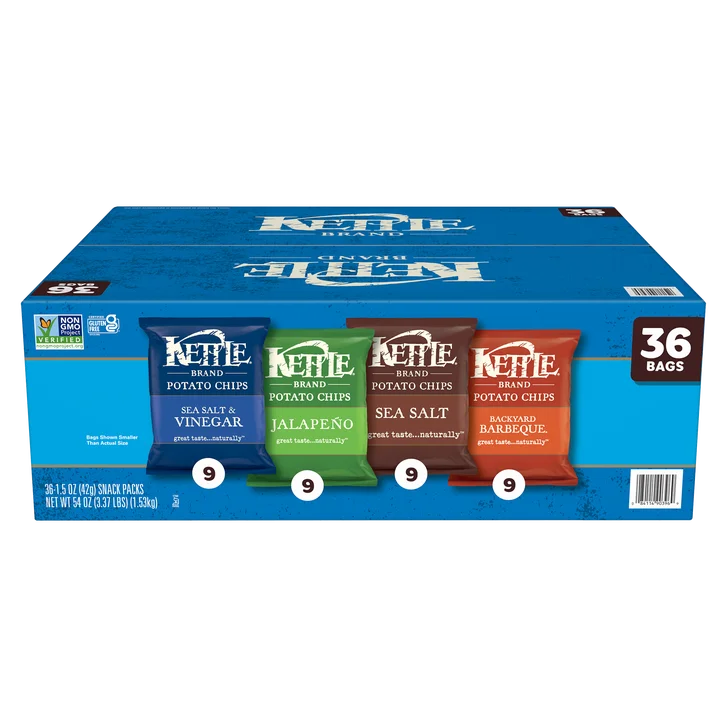 Kettle Brand Potato Chips, Variety Pack, 1.5 oz, 36-count