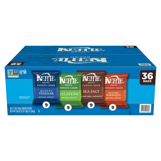 Kettle Brand Potato Chips, Variety Pack, 1.5 oz, 36-count
