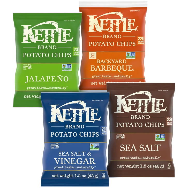 Kettle Brand Potato Chips, Variety Pack, 1.5 oz, 36-count
