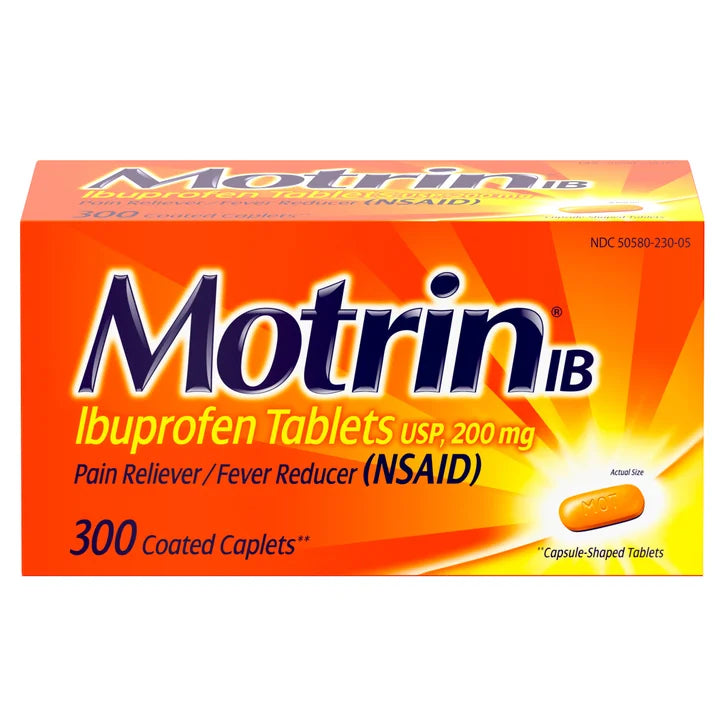 Motrin IB Ibuprofen Pain Reliever/Fever Reducer (NSAID) Caplets, 300 Count